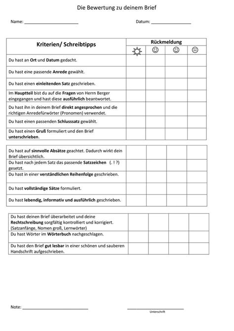 34 german lessons, german grammar, idioms, quotes and 2 online tests Bewertung des Briefes - Unterrichtsmaterial in den Fächern ...