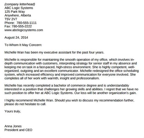 Sample Administrative Assistant Reference Letter Template - 8+ Free
