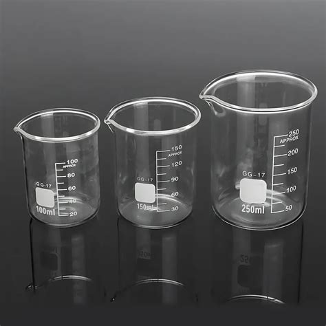 Kicute 3pcs 100ml 150ml 250ml Glass Beaker Set Graduated Transparent