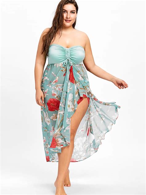 Buy Gamiss Hot Women Summer Boho Maxi Dress Plus Size 5xl Slit Strapless Floral