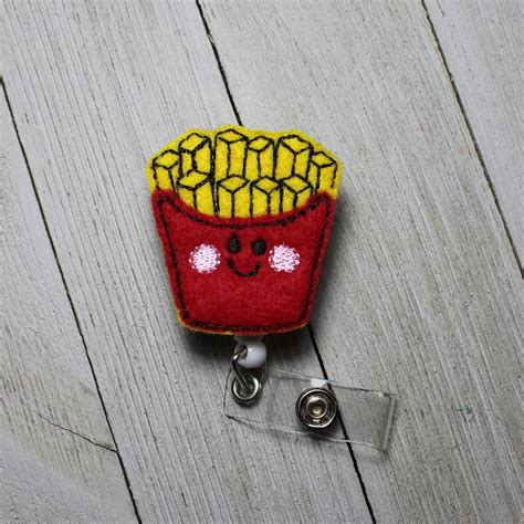 hamburger and french fries badge holders with retractable etsy