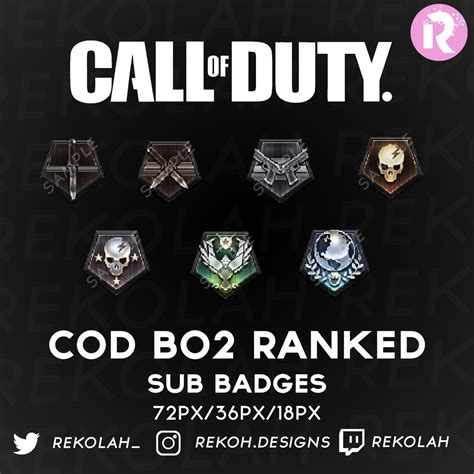 Cod BO2 Ranked Badges Twitch Sub Bit Badges Emotes For Etsy UK