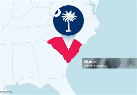 Vereinigte Staaten Mit Ausgewählter Karte Von South Carolina Und Symbol