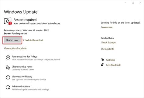 Install Windows 10 21h2 Using Windows Update