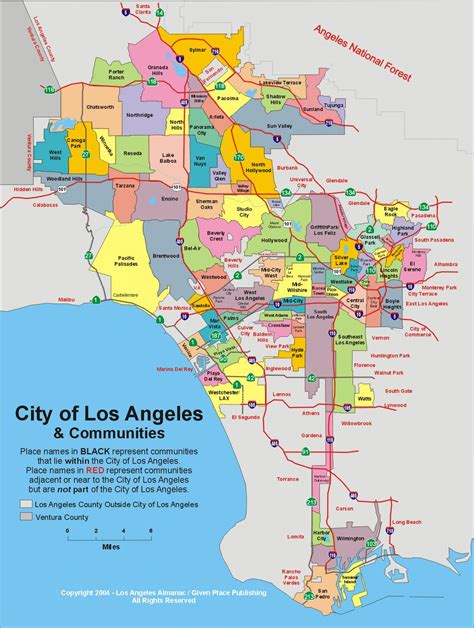Map Of Los Angeles Neighborhood Surrounding Area And Suburbs Of Los
