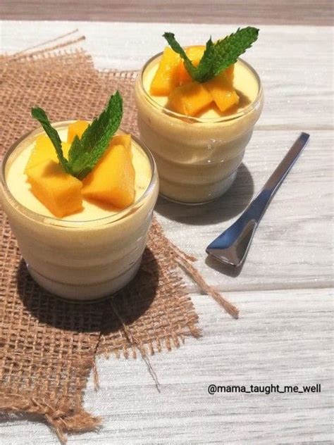 Mango Mousse With Gelatine Recipe By Ruhana Ebrahim Recipe Mango Mousse Catering Desserts
