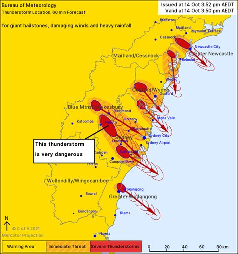 Nsw Detailed Severe Thunderstorm Warning Large Possibly Giant Hail