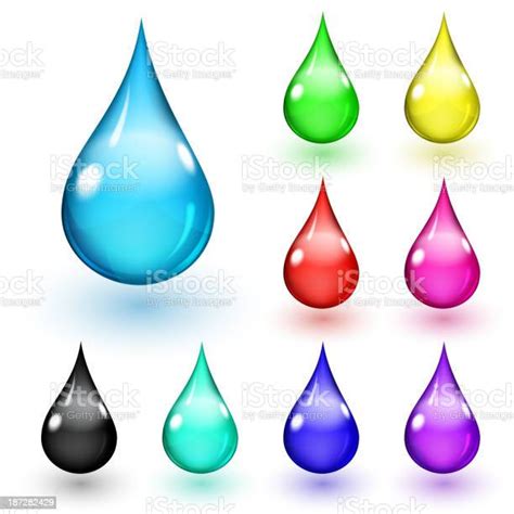 Illustrations Of Droplets In A Rainbow Of Colors Stock Illustration