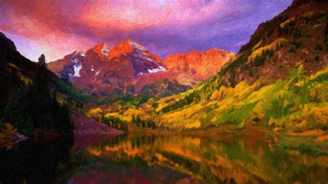 Wallpaper Landscape Painting Mountains Valley Wilderness Plateau