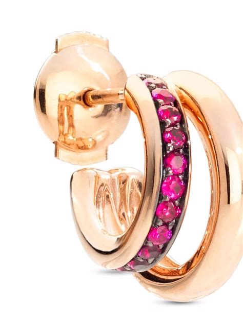 Pomellato 18kt Rose Gold Iconic Ruby Double Band Earrings Farfetch