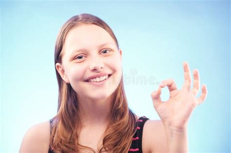 Teen Girl Shows Ok Stock Image Image Of Looking Good 43059189