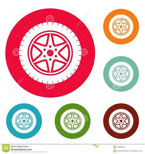 Car Wheel Icons Circle Set Vector Stock Vector Illustration Of Logo