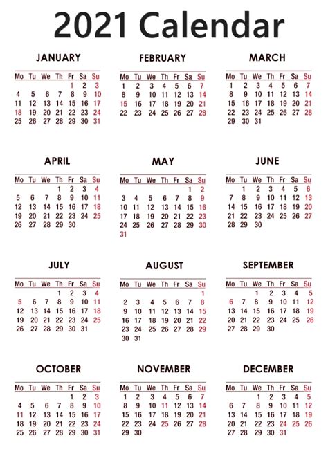Calendario 2021 Png Transparente Png Mart
