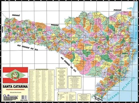 Mapa De Santa Catarina Político Telado Ed Atualizada Parcelamento Sem Juros