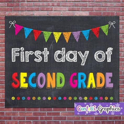 First Day Of Second Grade 2nd School Chalkboard Sign Poster Etsy