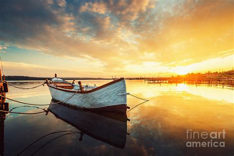 Boat On Lake With A Reflection Photograph By Valentin Valkov Fine Art