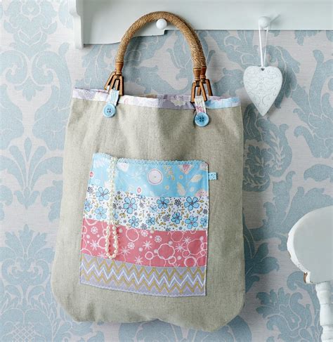 Wooden Handled Linen Tote Bag Free Sewing Patterns Sew Magazine