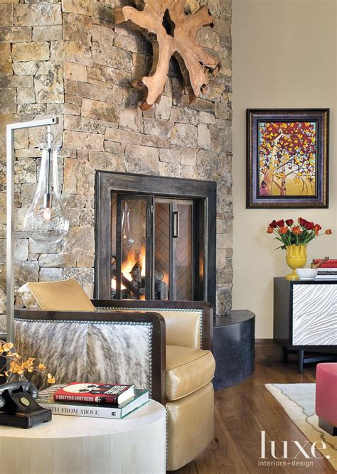 Rustic Living Room Stone Fireplace Luxe Interiors Design
