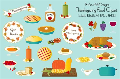 Thanksgiving Food Clipart Graphic By Melissa Held Designs · Creative