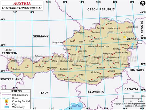 Austria Latitude And Longitude Map