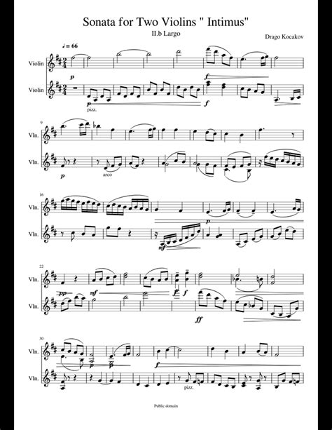 Sonata For Two Violins Intimus 2ndb Movement Sheet Music For Violin Download Free In Pdf Or Midi