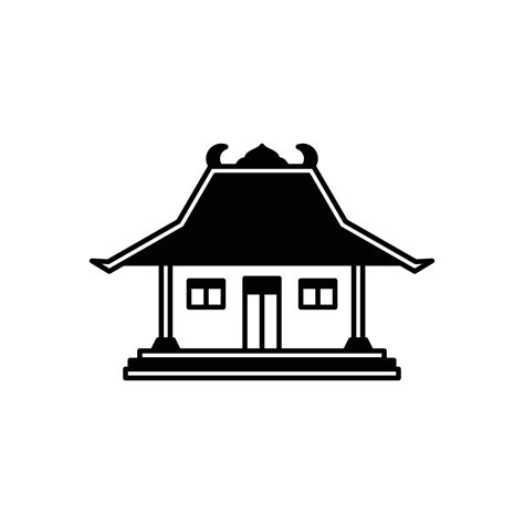 Joglo Javanese Traditional House In White Background Vector Template