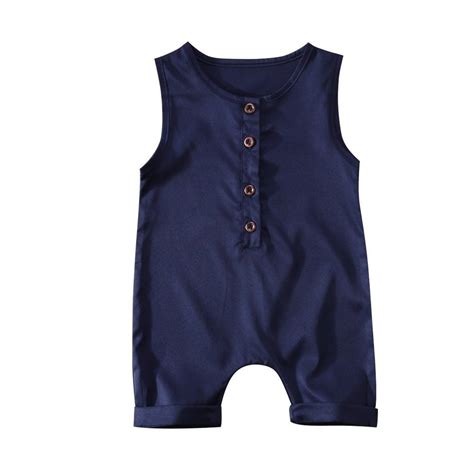 Solid Button Down Tank Romper Baby Boy Romper Baby Summer Rompers