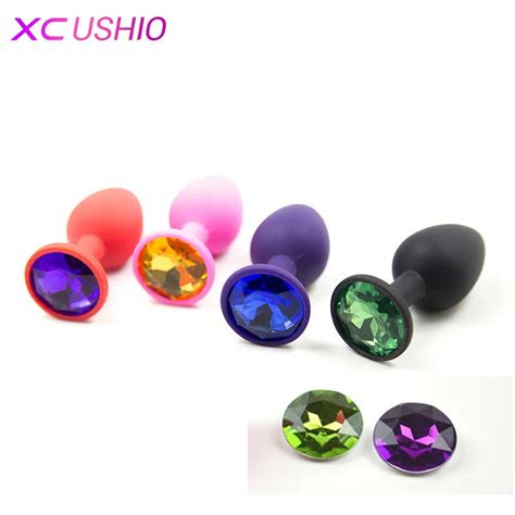Silicone Anal Sex Toys For Women And Men Erotic Butt Plugs With Colorful Crystal Jewelry Adult