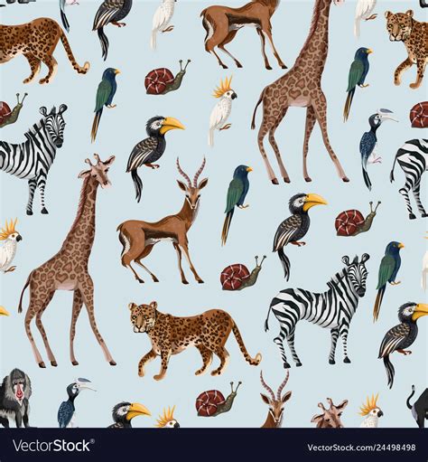 Seamless Pattern With Wild Animals Royalty Free Vector Image