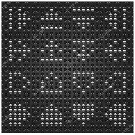 Chrome Metal Arrow Sign On Dotted Perforated Texture Black Background