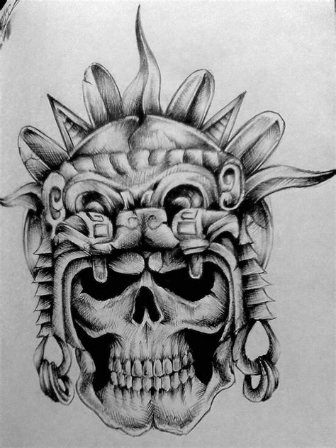 Aztec Warrior Skull Drawings Aztec