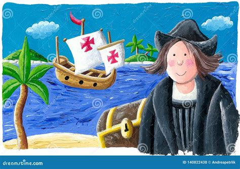 Christopher Columbus With Compass Character Vector Illustration