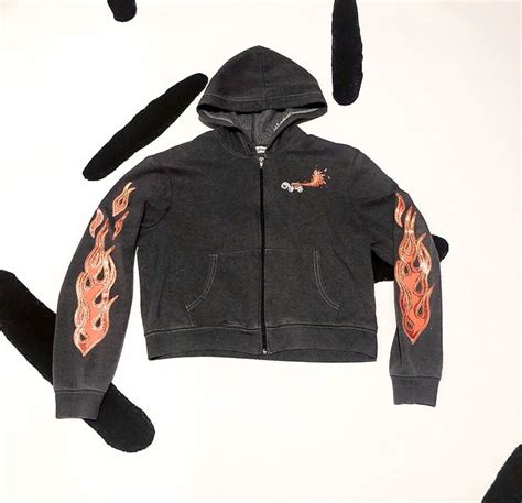 90s Glitter Flame Hoodie With Turtle Decal Self Esteem Y2k Small