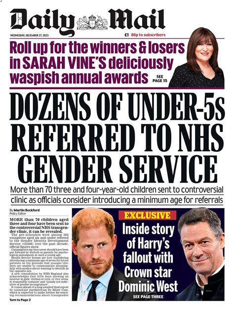 Daily Mail Front Page 27th Of December 2023 Tomorrows Papers Today