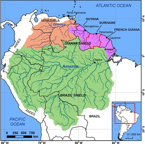 Orinoco River South America Map Map