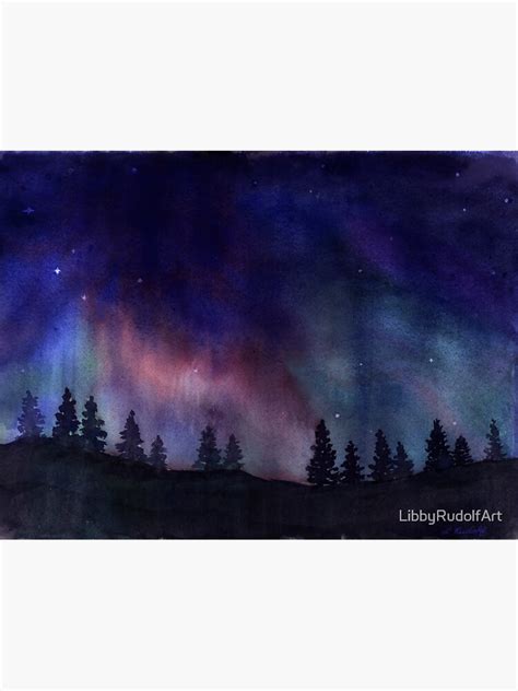 Northern Lights Watercolor Sticker By Libbyrudolfart Redbubble