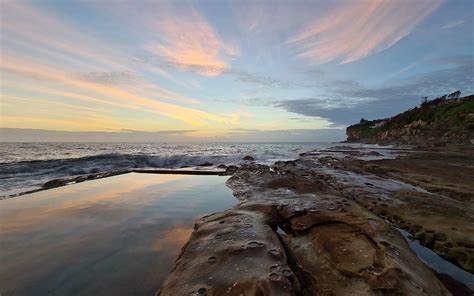 Download Wallpaper 3840x2400 Coast Water Sea Sunset Twilight 4k