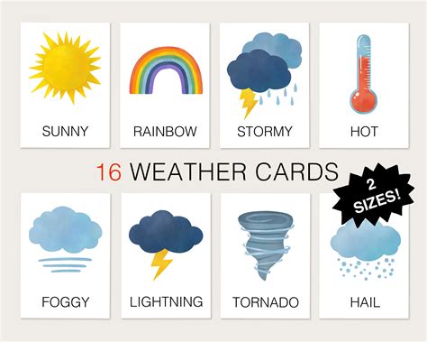 16 Printable Weather Flashcards Montessori Activities Etsy