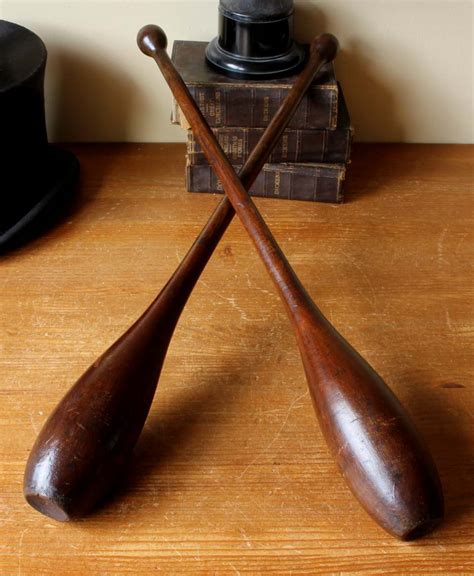 Pair Long Handled Wooden Indian Clubs Exercise Meels Weights 58cm