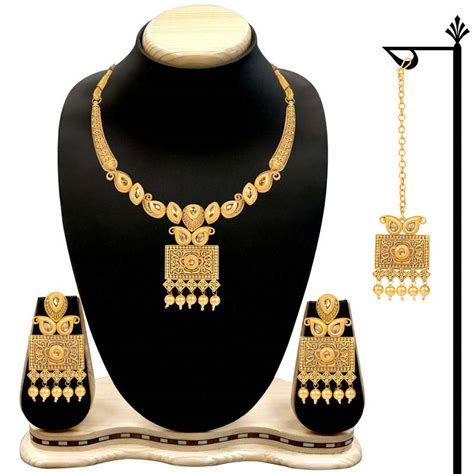 Antique Handcrafted Polki Traditional Necklace Set With Earrings