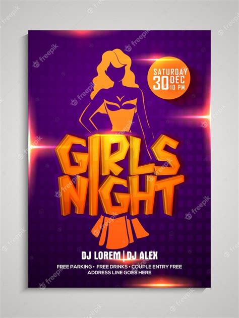 Premium Vector Girls Night Party Template Dance Party Flyer Night