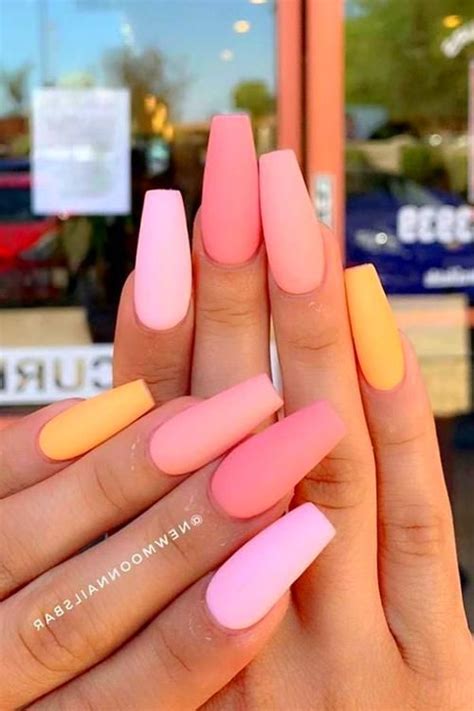 Acrylic Nails Peach Nails Acrylic Nails Coffin Summer Acrylic Nails