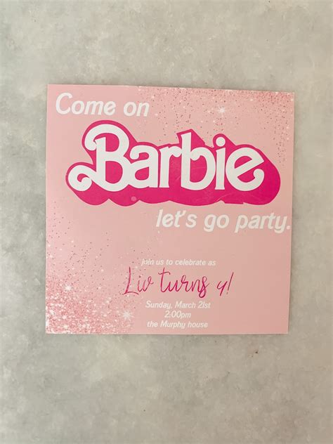Barbie Party Invitation Come On Barbie Let S Go Party Etsy
