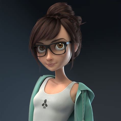 Pin On Character Design Girl Glasses Cartoon