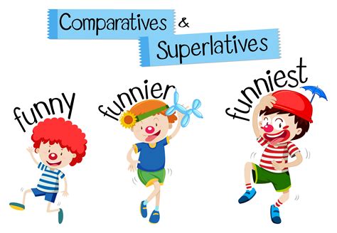 Comparatives And Superlatives Word For Funny 299009 Vector Art At Vecteezy