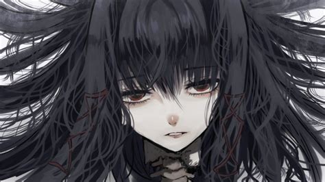 Wallpaper Anime Girl Gothic Close Up Depressed Black