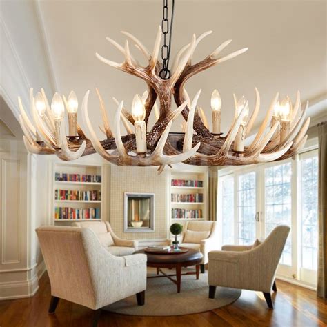 Rustic lighting can transform your room into something more distressed, earthy and natural looking. 9 Light Rustic Artistic Retro Antler Vintage Chandelier ...