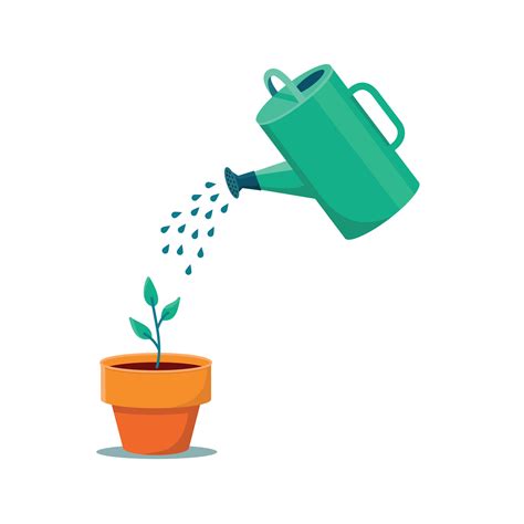 Watering Can And Plant In The Pot Vector Illustration 6652287 Vector
