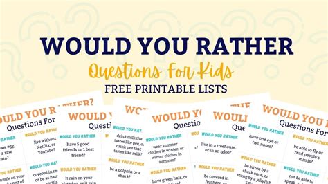 105 Funny Would You Rather Questions For Kids With Free Printable