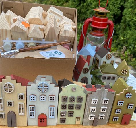 Small Wooden Houses Kids Craft Kit Provence Tiny House Diy Etsy